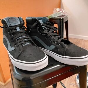 Vans Black and Blue High-Top Sneakers